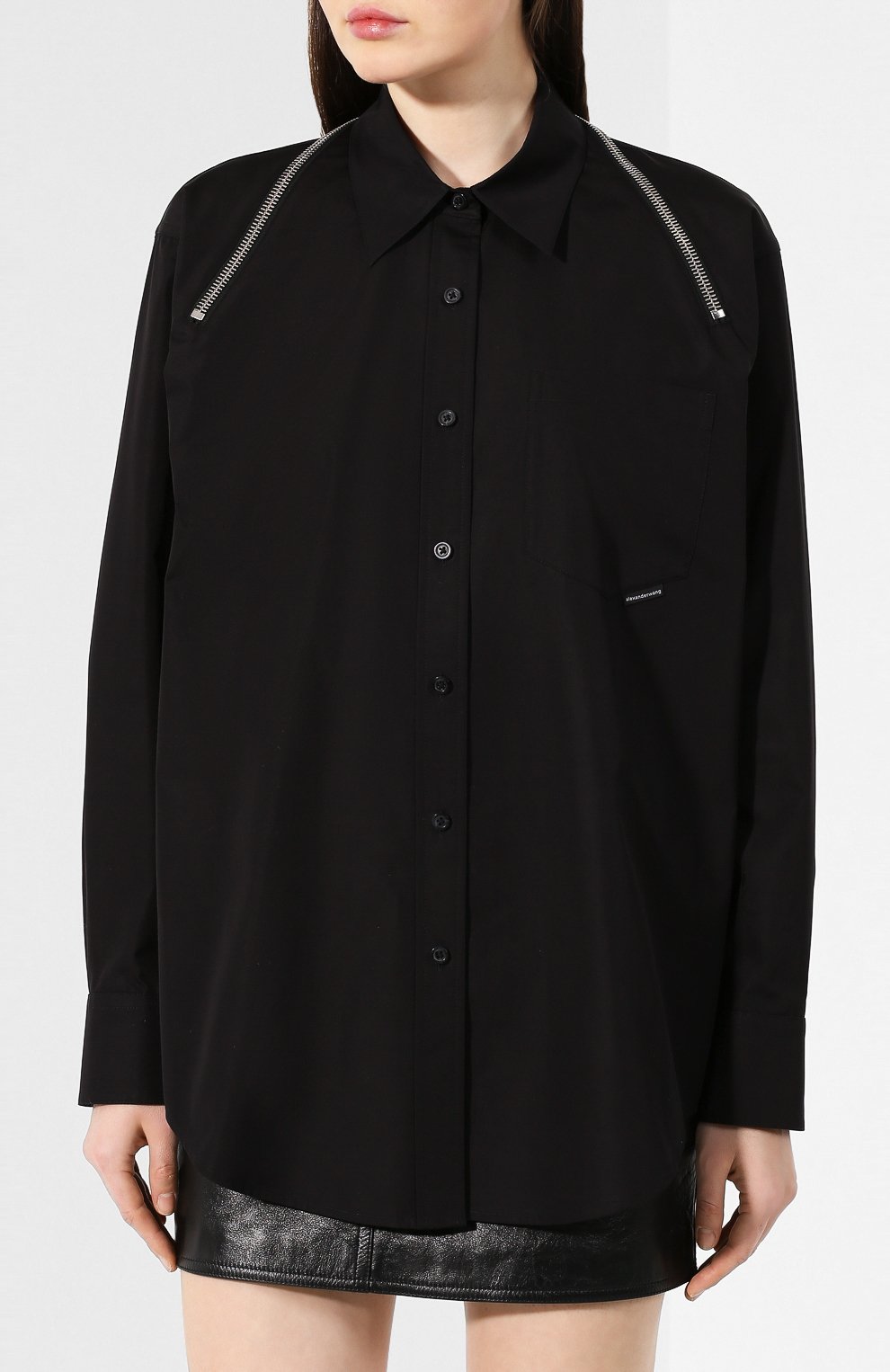 Хлопковая рубашка ALEXANDER WANG черного цвета по цене 48650 руб., арт. 1WC2191263, фото 3 Хлопковая рубашка ALEXANDER WANG, арт. 1WC2191263, фото 3