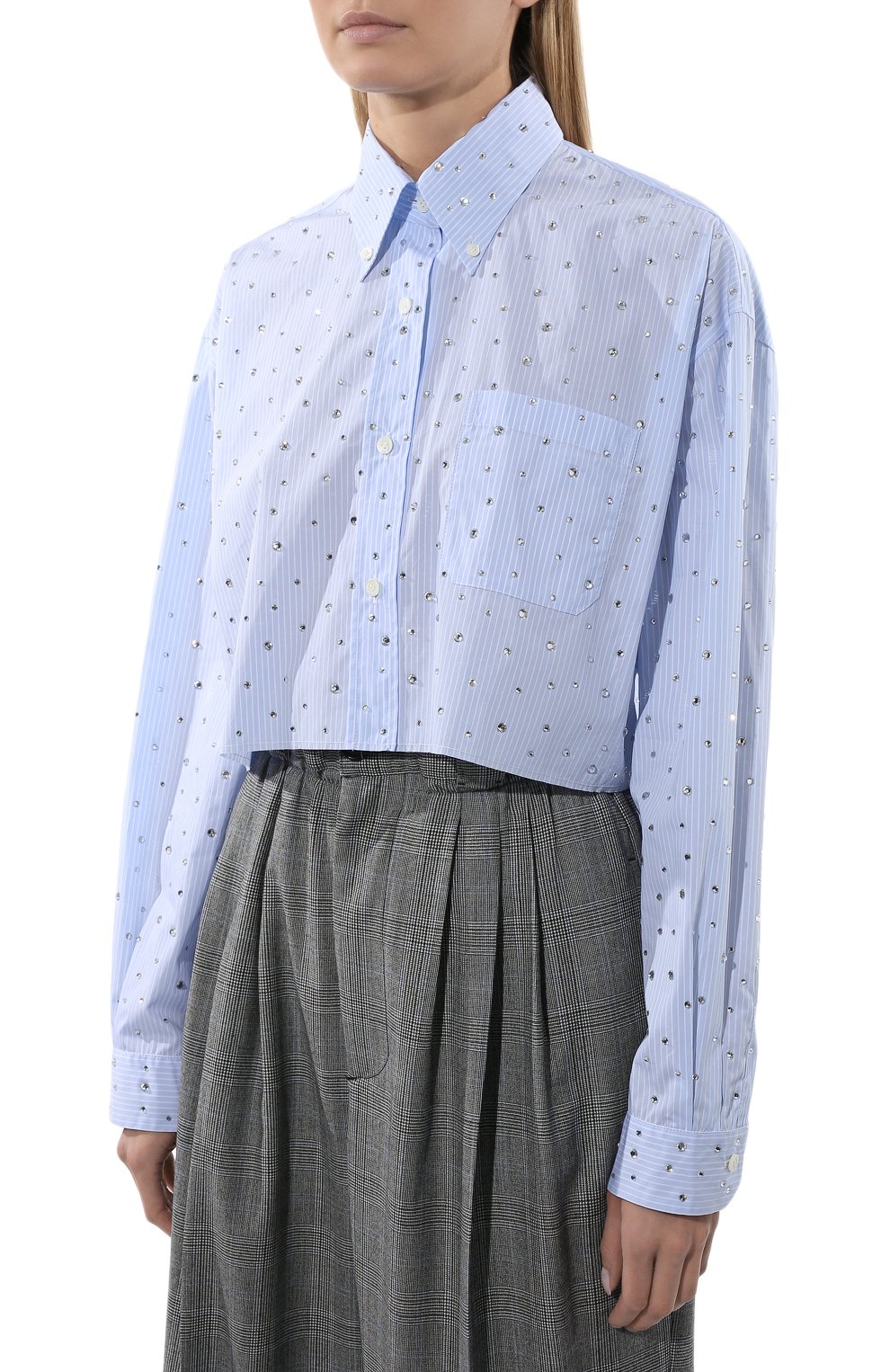 Хлопковая рубашка MIU MIU, арт. MK1564-10AP-F0012, фото 3