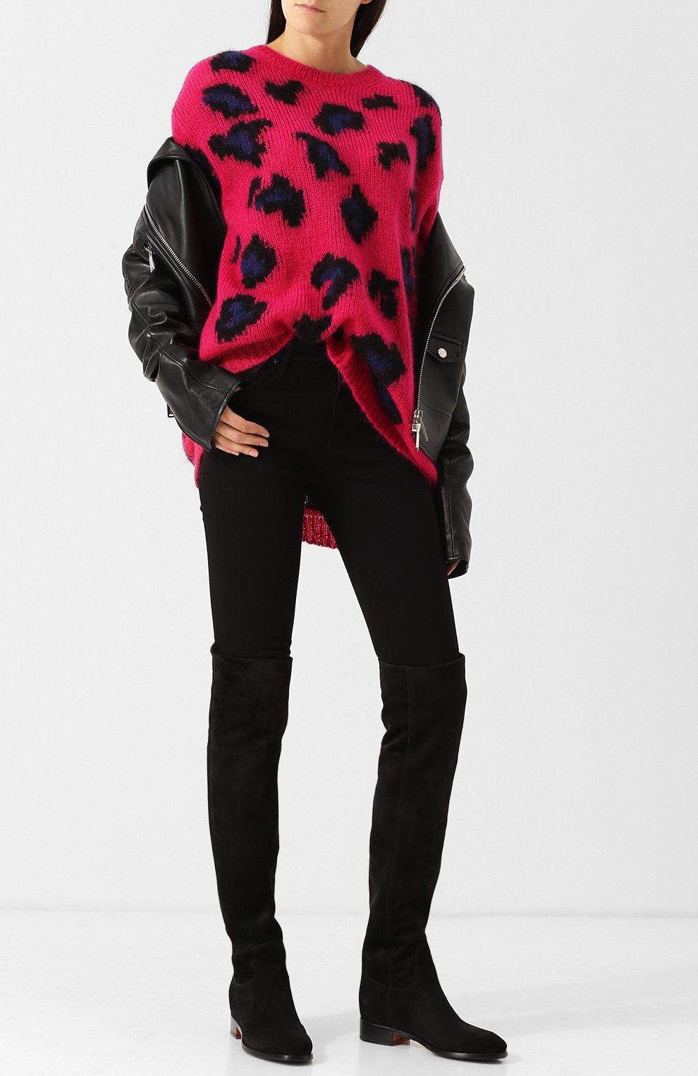 Замшевые ботфорты на низком каблуке SANTONI, арт. WSEH57519BJ2GAEAN01, фото 2