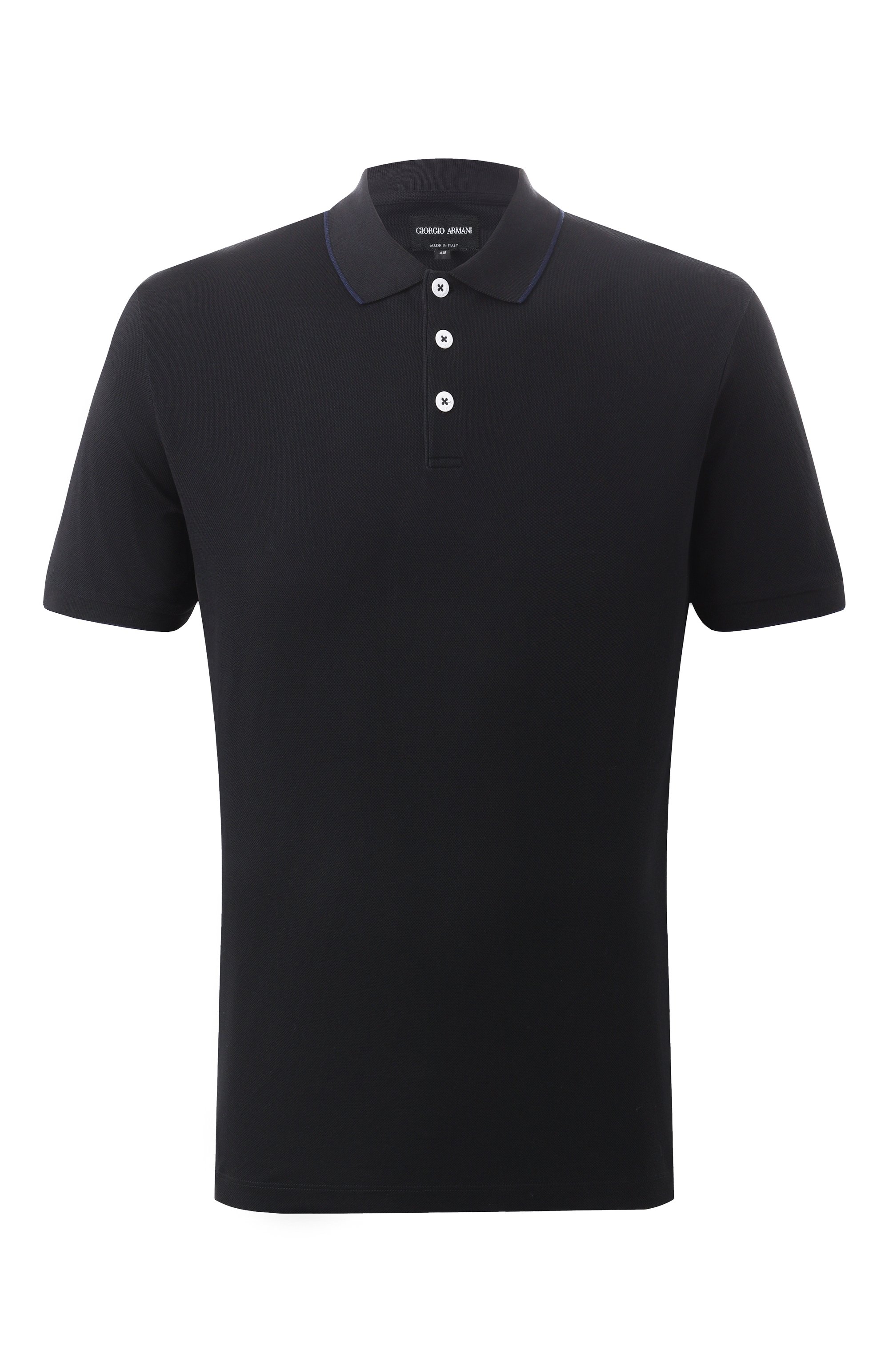 Хлопковое поло GIORGIO ARMANI черного цвета по цене 49500 руб., арт. 3KSF75/SJMZZ, фото 1 Хлопковое поло GIORGIO ARMANI, арт. 3KSF75/SJMZZ, фото 1