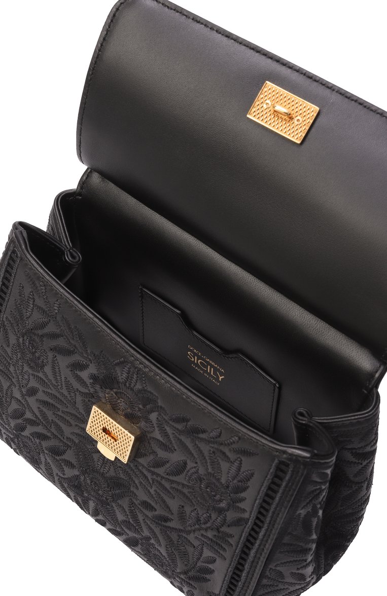 Женская сумка sicily medium DOLCE & GABBANA черного цвета, арт. BB6003/B6I38 | Фото 5 (Размер: medium; Ремень/цепочка: На ремешке; Материал: Текстиль, Натуральная кожа)