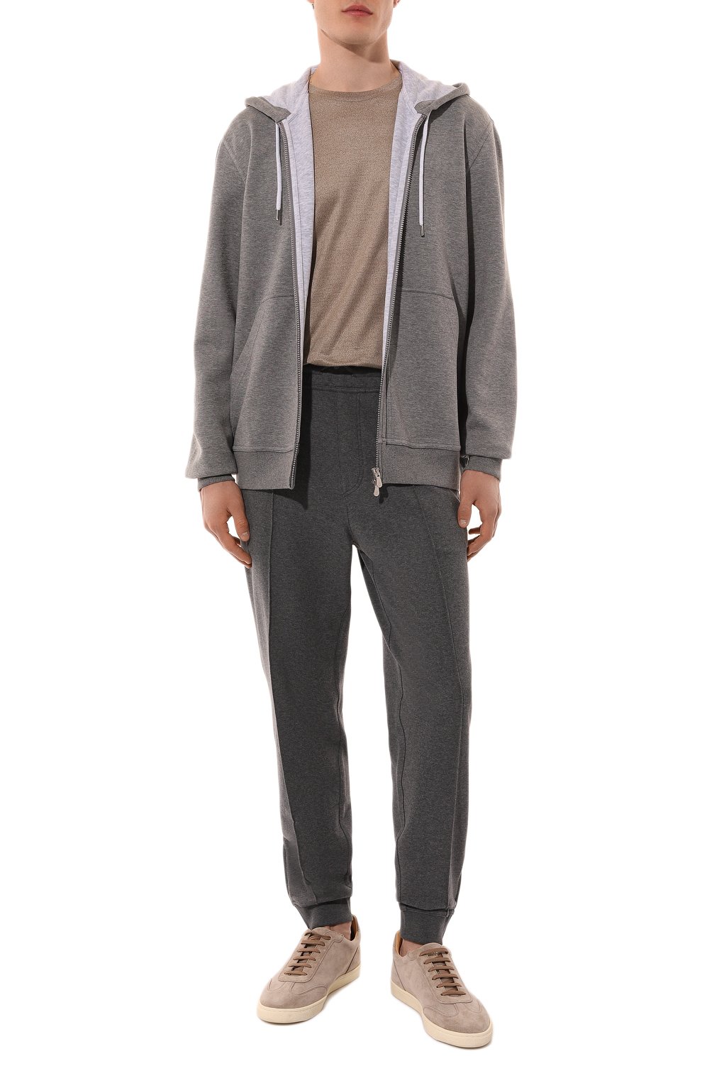 Хлопковые джоггеры BRUNELLO CUCINELLI темно-серого цвета по цене 118000 руб., арт. MM8363211G, фото 2 Хлопковые джоггеры BRUNELLO CUCINELLI, арт. MM8363211G, фото 2
