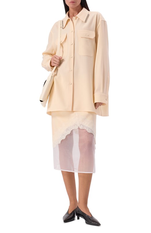 Шерстяная юбка Jil Sander J03MA0257/J40291 Кремовый  J03MA0257/J40291 Фото 2