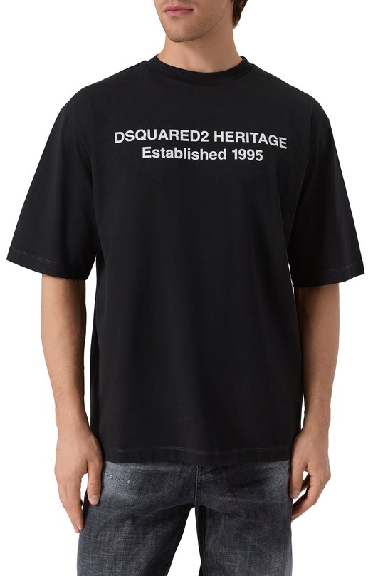 Хлопковая футболка Dsquared2 S74GD1456/D20020 Чёрный  S74GD1456/D20020 Фото 3