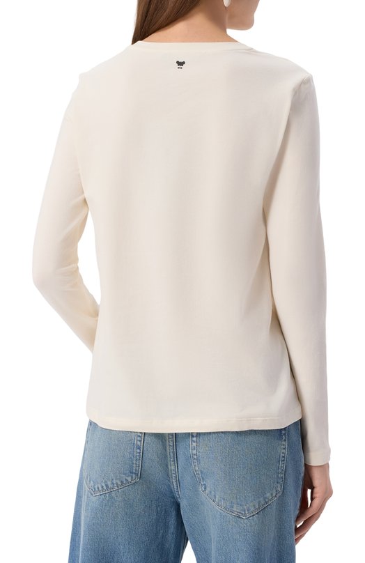 Хлопковый пуловер Weekend Max Mara REN0IR Кремовый  REN0IR Фото 4