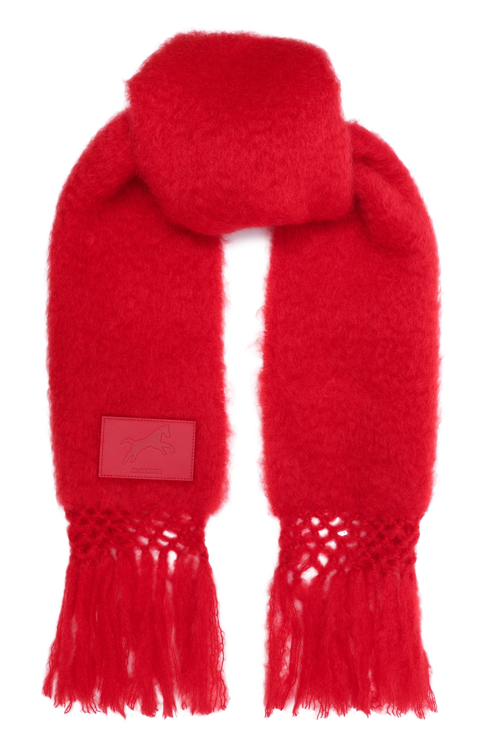 Шерстяной шарф JIL SANDER красного цвета по цене 64700 руб., арт. J53TE0005/J40041, фото 1 Шерстяной шарф JIL SANDER, арт. J53TE0005/J40041, фото 1