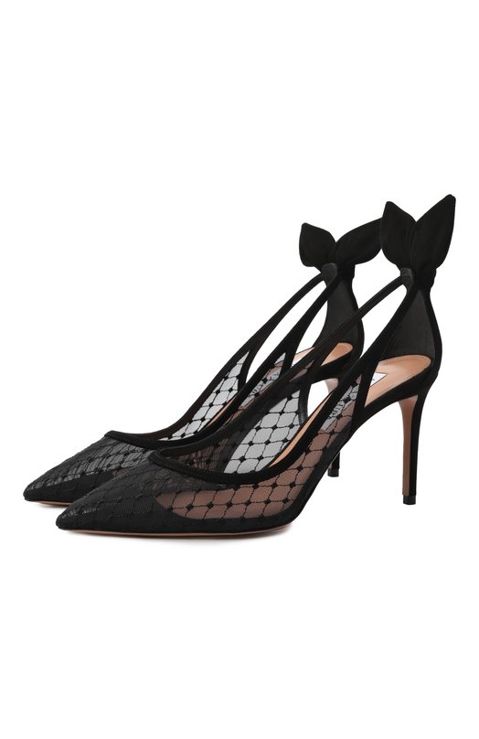 Туфли Bow Tie Net 85 Aquazzura DNNMIDP1/FMS Чёрный DNNMIDP1/FMS