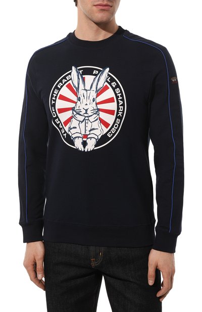 Хлопковый свитшот PAUL&SHARK темно-синего цвета по цене 31500 руб., арт. 23411493, фото 3 Хлопковый свитшот PAUL&SHARK, арт. 23411493, фото 3