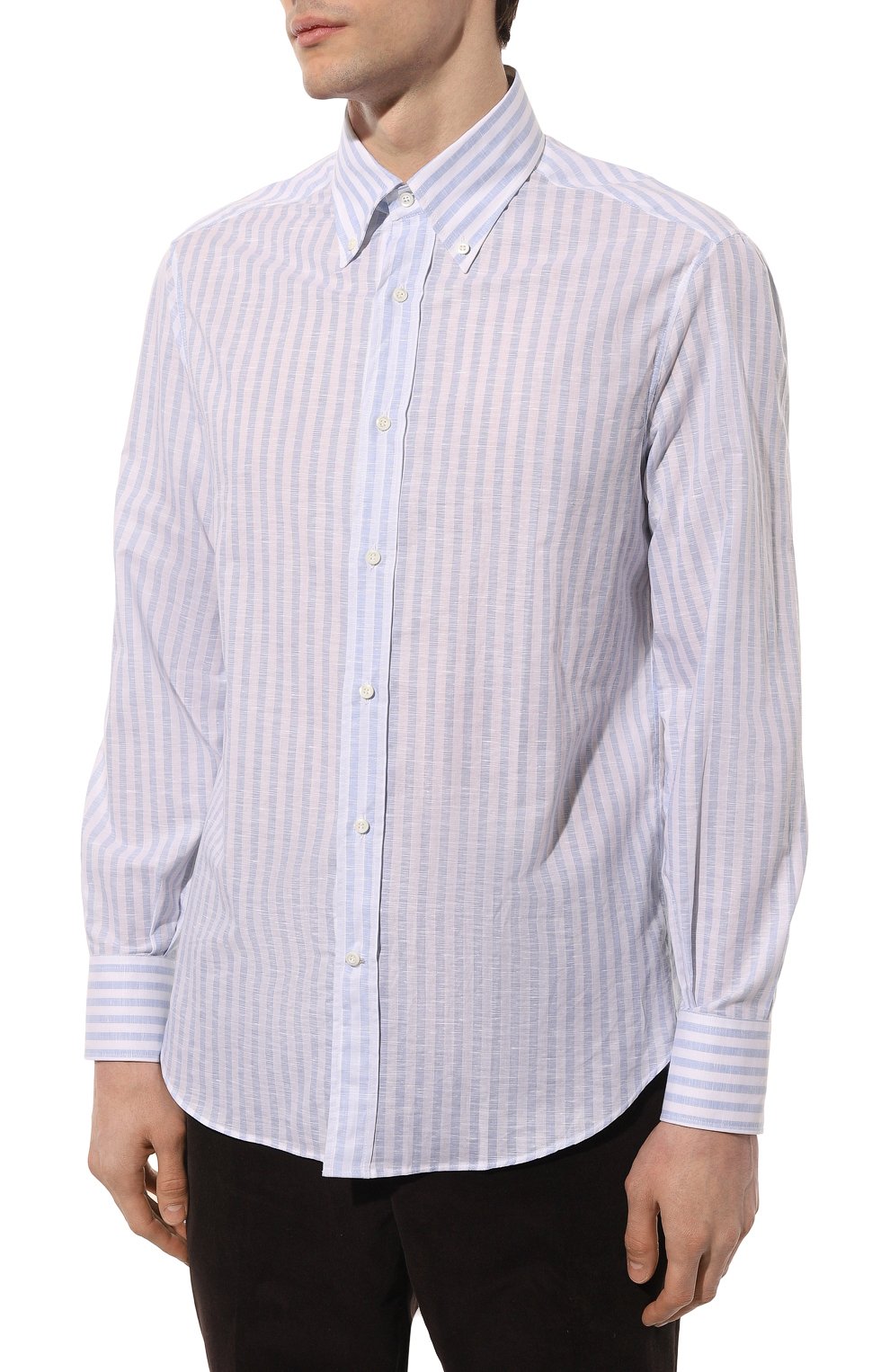 Рубашка из хлопка и льна BRUNELLO CUCINELLI, арт. MM6150038, фото 3