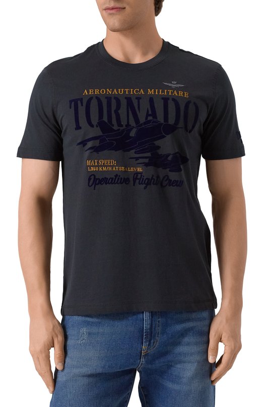 Хлопковая футболка Aeronautica Militare 251TS2405J641 Синий  251TS2405J641 Фото 3