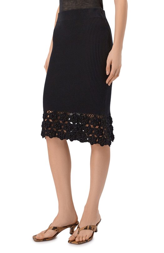 Хлопковая юбка Ganni A1090204 Чёрный  A1090204 Фото 3