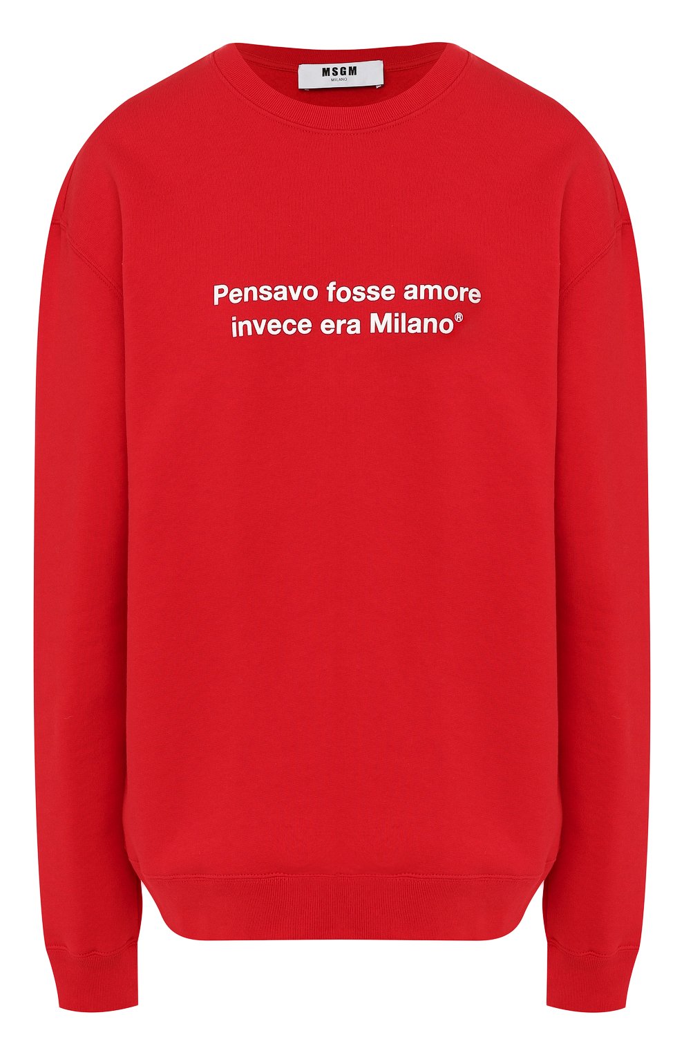 Хлопковый свитшот MSGM красного цвета по цене 13750 руб., арт. 2742MDM284 195799, фото 1 Хлопковый свитшот MSGM, арт. 2742MDM284 195799, фото 1