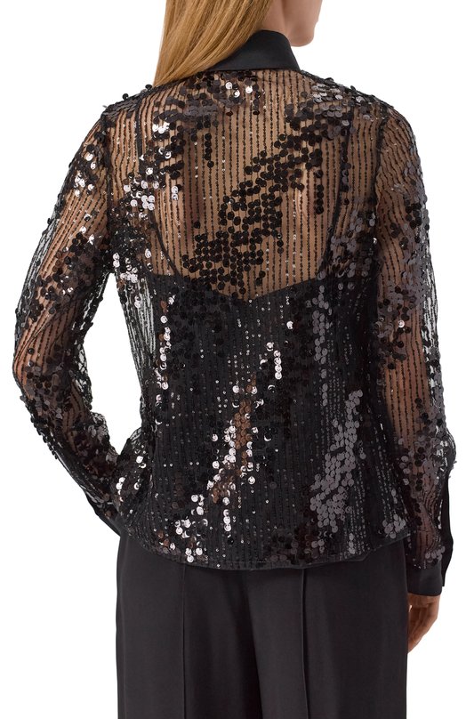Блузка с отделкой пайетками Elie Saab SH127NP25/PA010 Чёрный  SH127NP25/PA010 Фото 4