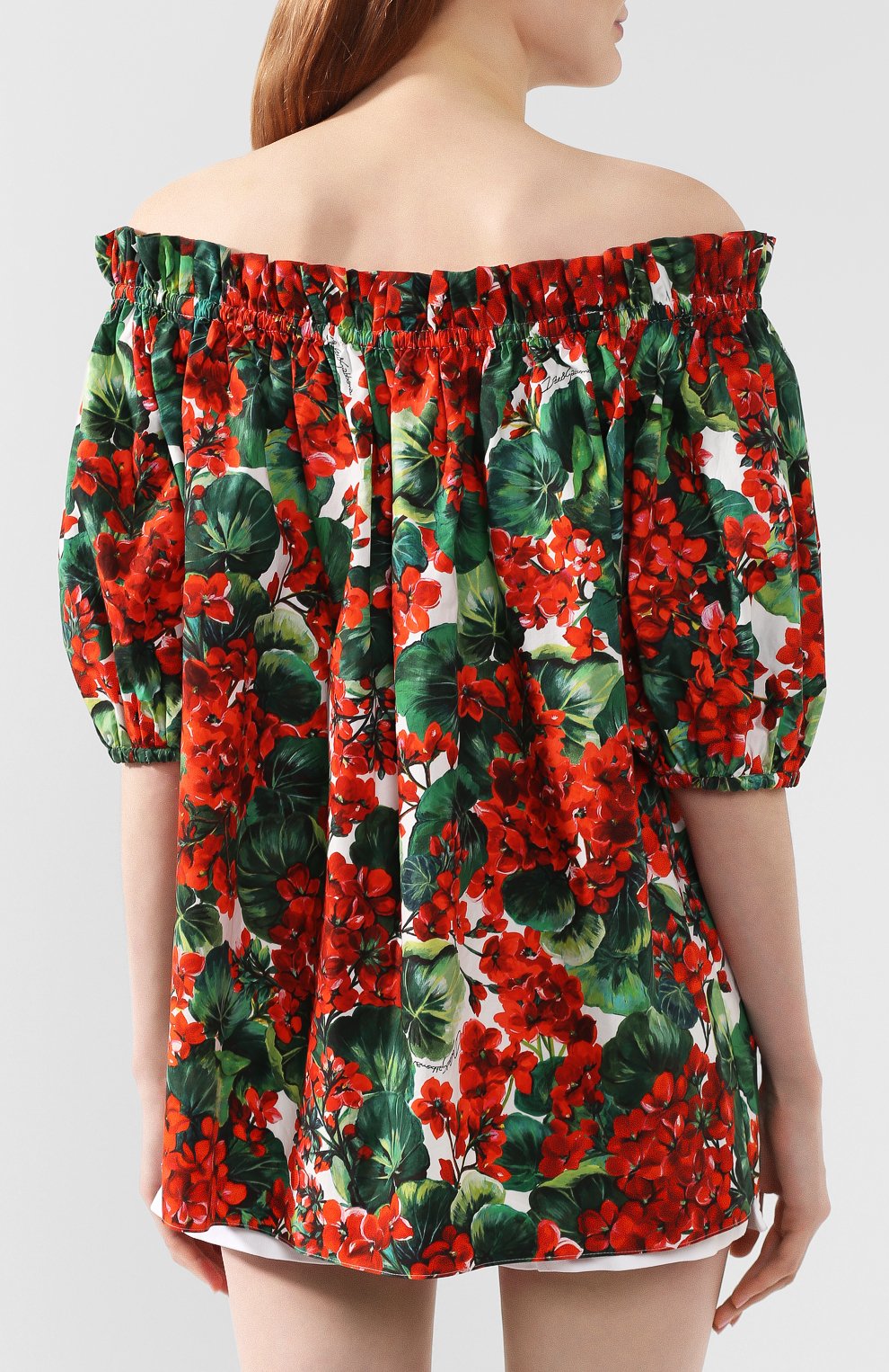 Хлопковый топ DOLCE & GABBANA красного цвета по цене 67950 руб., арт. F71J7T/HS5CL, фото 4 Хлопковый топ DOLCE & GABBANA, арт. F71J7T/HS5CL, фото 4