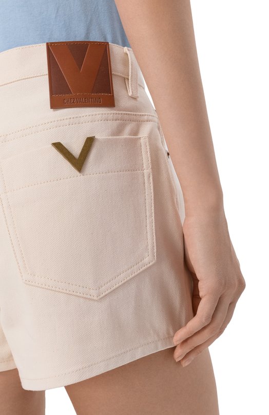 Джинсовые шорты Valentino 8B3DD22W/9Y5 Кремовый  8B3DD22W/9Y5 Фото 5