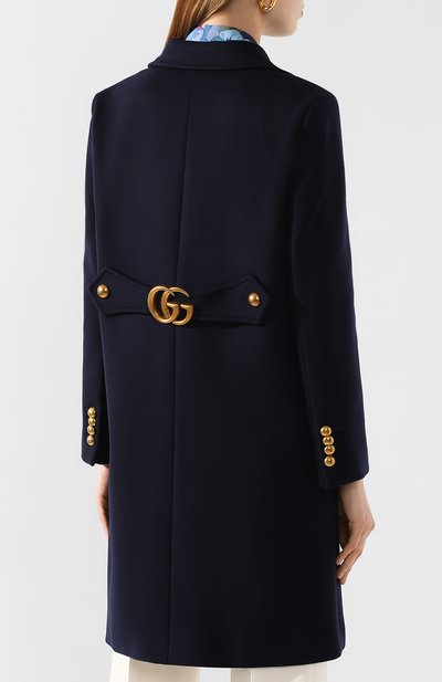 Шерстяное пальто GUCCI темно-синего цвета по цене 285120 руб., арт. 494500/ZHW03, фото 4 Шерстяное пальто GUCCI, арт. 494500/ZHW03, фото 4