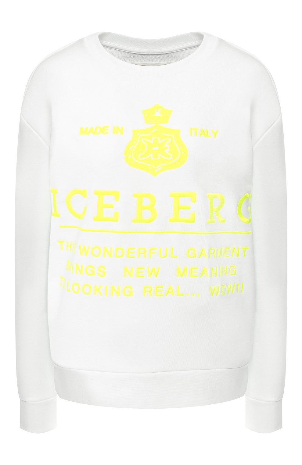 Хлопковый пуловер ICEBERG белого цвета по цене 29950 руб., арт. 19E I2P0/E011/6330, фото 1 Хлопковый пуловер ICEBERG, арт. 19E I2P0/E011/6330, фото 1