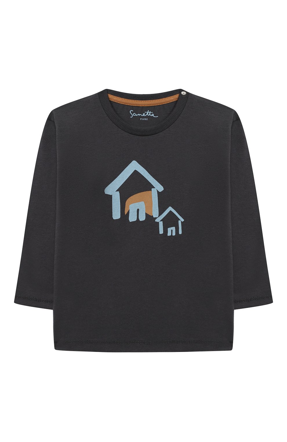 Хлопковый лонгслив SANETTA серого цвета по цене 3165 руб., арт. 10128, фото 1 Хлопковый лонгслив SANETTA, арт. 10128, фото 1