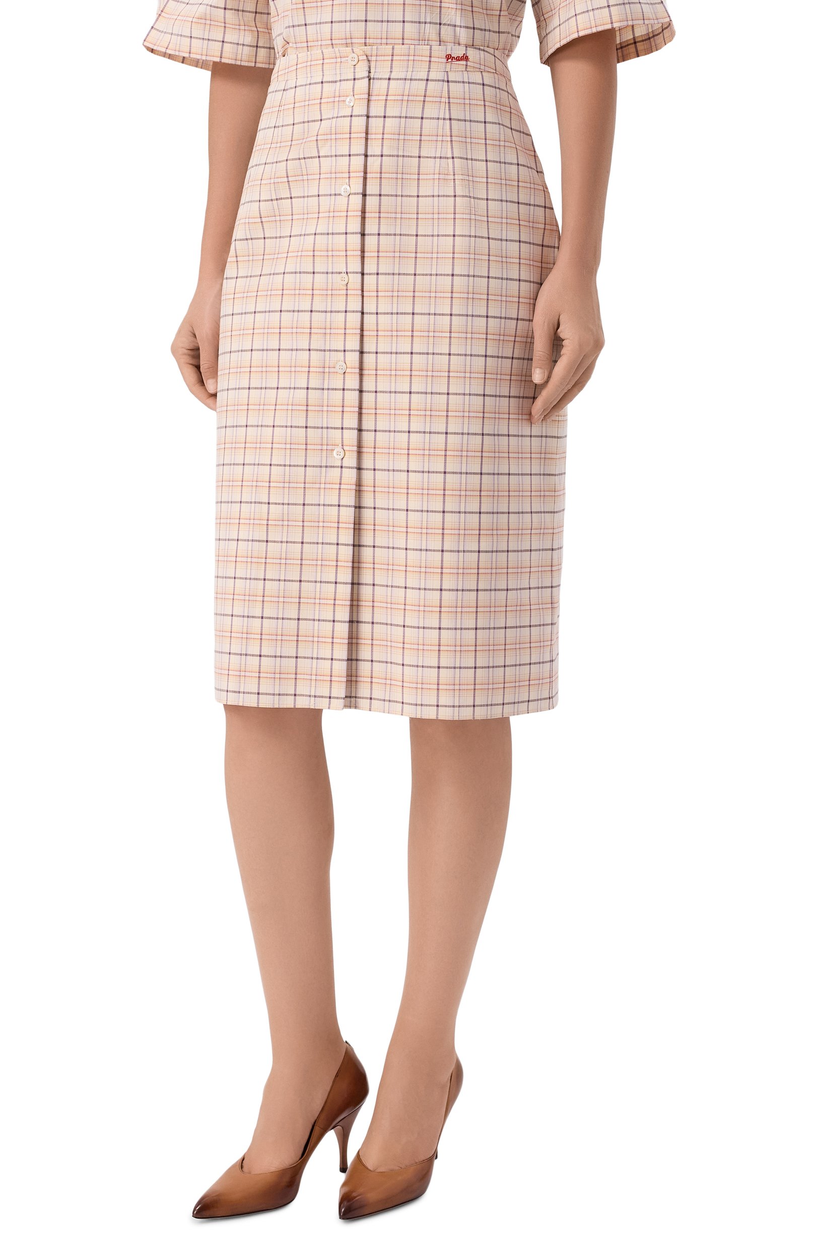 Хлопковая юбка PRADA бежевого цвета по цене 217000 руб., арт. P122IRS000/171C, фото 3 Хлопковая юбка PRADA, арт. P122IRS000/171C, фото 3