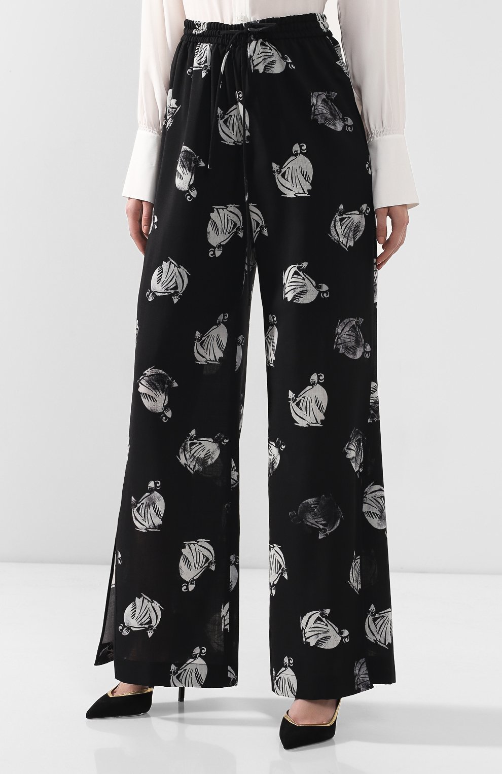 Шерстяные брюки LANVIN черно-белого цвета по цене 77450 руб., арт. RW-TR505I-4172-H19, фото 3 Шерстяные брюки LANVIN, арт. RW-TR505I-4172-H19, фото 3