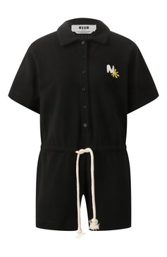 Женский хлопковый комбинезон MSGM черного цвета, арт. 3841MDA71/257137 | Фото 1 (Драгоценные камни: Проставлено; Материал сплава: Проставлено; Рукава: Короткие; Женское Кросс-КТ: Комбинезон-одежда; Случай: Повседневный; Стили: Кэжуэл; Материал внешний: Хлопок)