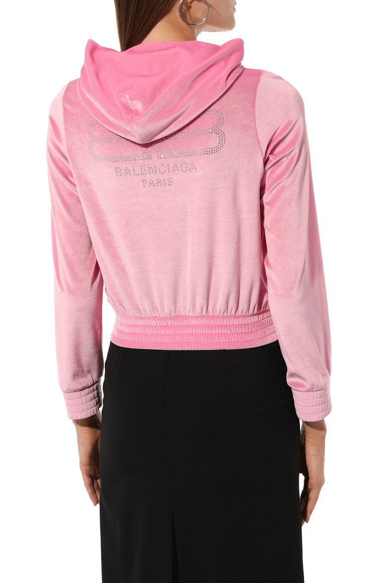 Женский толстовка BALENCIAGA розового цвета, арт. 751792/TM026 | Фото 4 (Длина (для топов): Стандартные; Материал внешний: Синтетический материал; Рукава: Длинные; Стили: Гламурный; Женское Кросс-КТ: Кардиган-одежда)