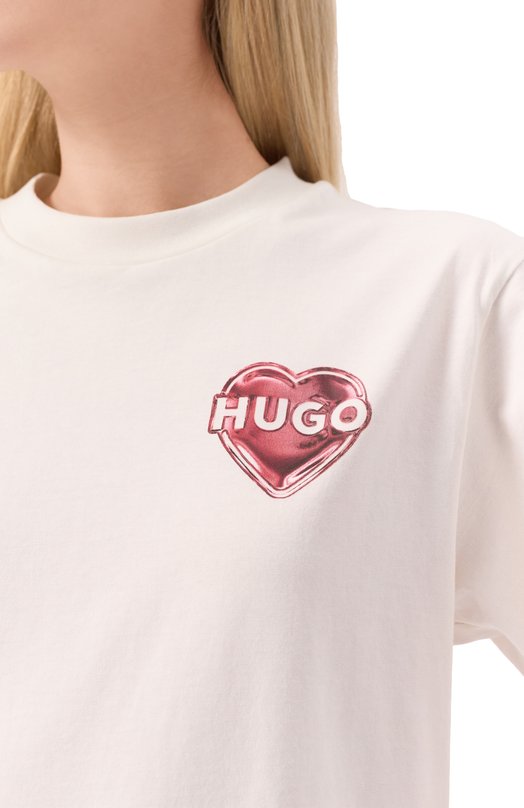 Хлопковая футболка HUGO 50534545 Кремовый  50534545 Фото 5