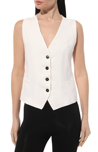 Жилет из вискозы и льна ANTONELLI FIRENZE белого цвета по цене 47950 руб., арт. L3451/935, фото 3 Жилет из вискозы и льна ANTONELLI FIRENZE, арт. L3451/935, фото 3