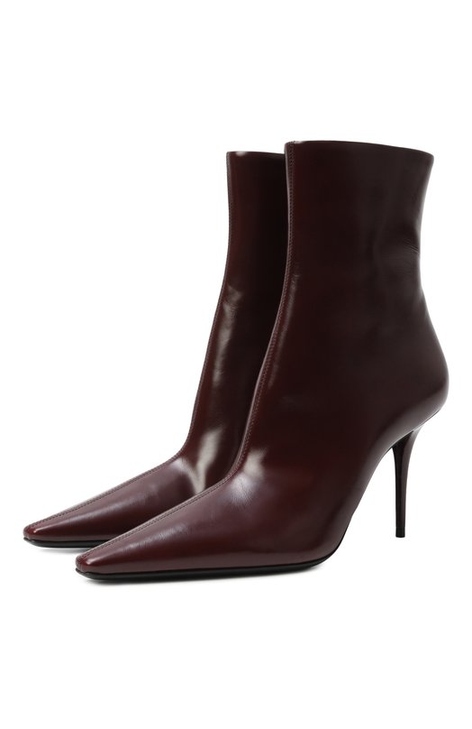 Кожаные ботильоны Ashley 90 Saint Laurent 809284/AAEHF Бордовый 809284/AAEHF