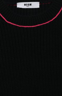 Детский свитер MSGM KIDS черного цвета, арт. F3MSJGJP194 | Фото 3 (Материал внешний: Шерсть, Синтетический материал; Рукава: Длинные; Материал сплава: Проставлено; Девочки Кросс-КТ: Свитер-одежда; Драгоценные камни: Проставлено)