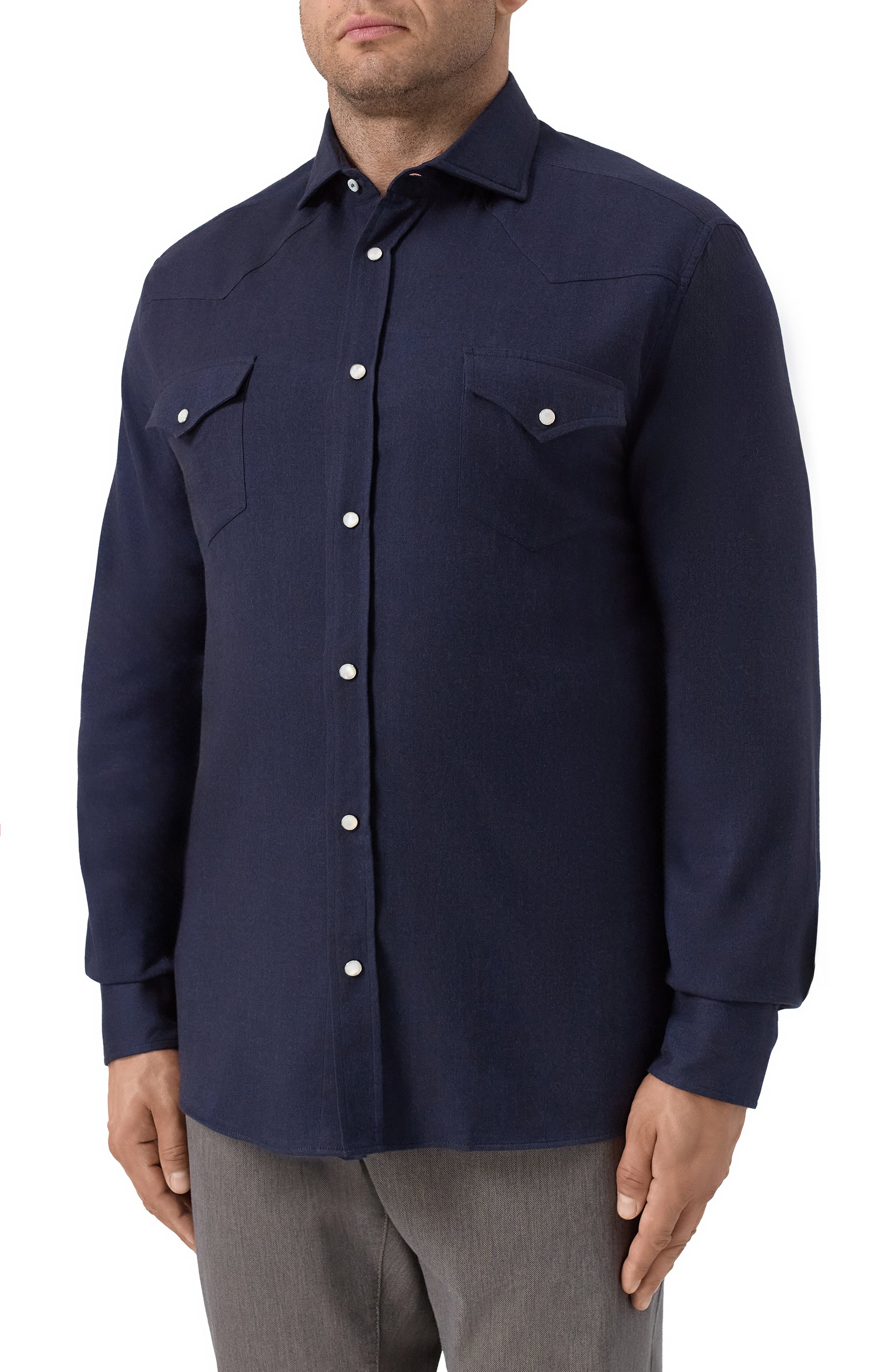 Рубашка из хлопка и лиоцелла BRUNELLO CUCINELLI, арт. MY6374008, фото 3