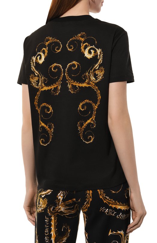 Хлопковая футболка Versace Jeans Couture 77HAH6P3/JS424 Чёрный  77HAH6P3/JS424 Фото 4