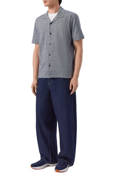 Рубашка изо льна и хлопка BOSS темно-синего цвета по цене 23950 руб., арт. 50559165, фото 2 Рубашка изо льна и хлопка BOSS, арт. 50559165, фото 2