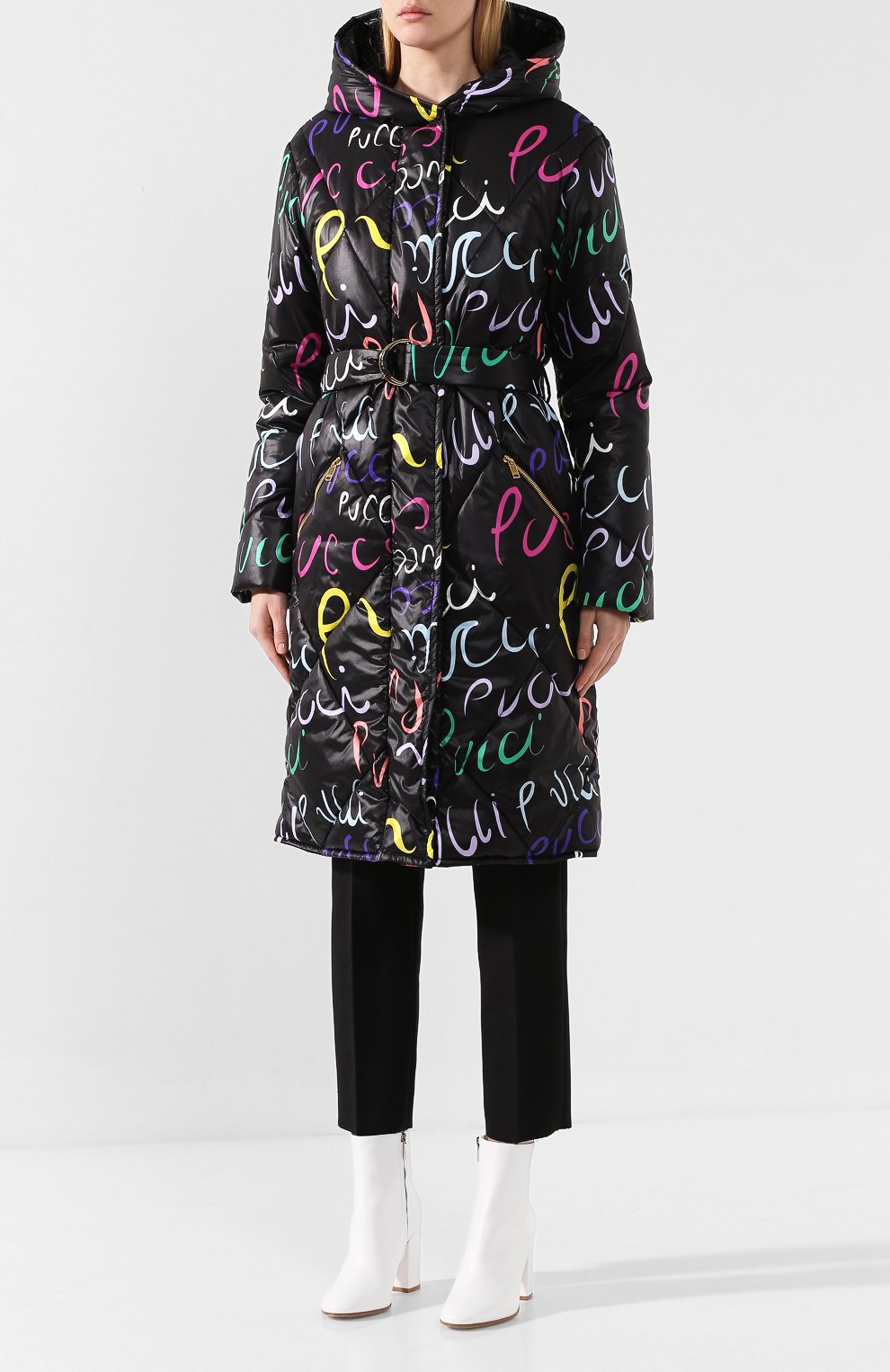 Утепленное пальто EMILIO PUCCI черного цвета по цене 172500 руб., арт. 9RYA05/9R790, фото 3 Утепленное пальто EMILIO PUCCI, арт. 9RYA05/9R790, фото 3