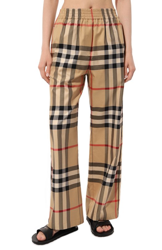 Хлопковые брюки Burberry 8071101 Бежевый  8071101 Фото 3