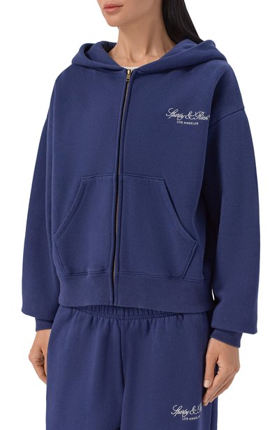 Хлопковая толстовка SPORTY AND RICH темно-синего цвета по цене 38600 руб., арт. ST09476269BL106, фото 3 Хлопковая толстовка SPORTY AND RICH, арт. ST09476269BL106, фото 3