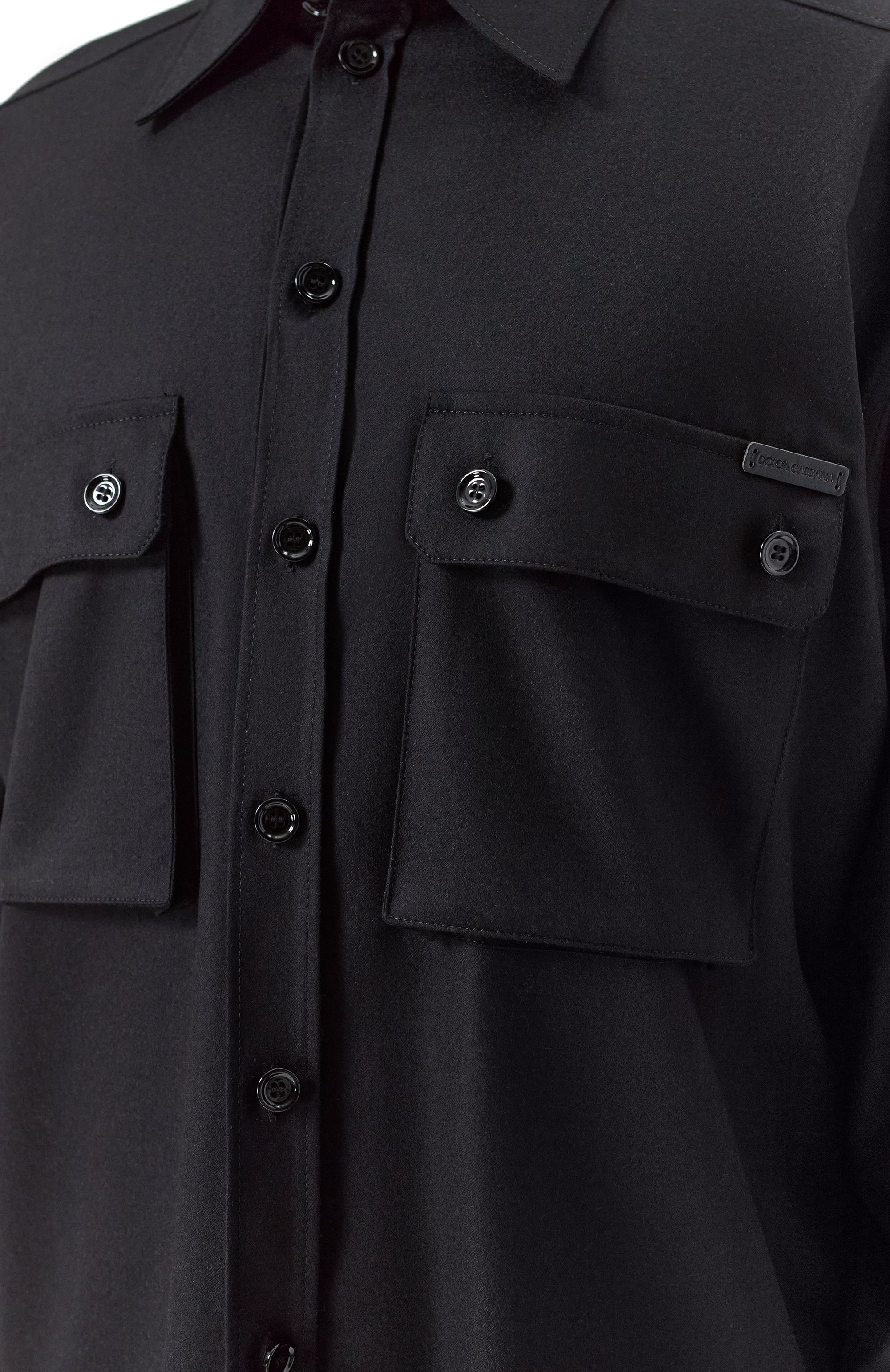 Шерстяная рубашка DOLCE & GABBANA черного цвета по цене 141500 руб., арт. G5MD1T/FU21Q, фото 5 Шерстяная рубашка DOLCE & GABBANA, арт. G5MD1T/FU21Q, фото 5