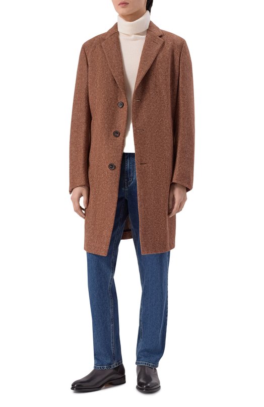 Шерстяное пальто Zegna 689000/4DB Коричневый  689000/4DB Фото 2