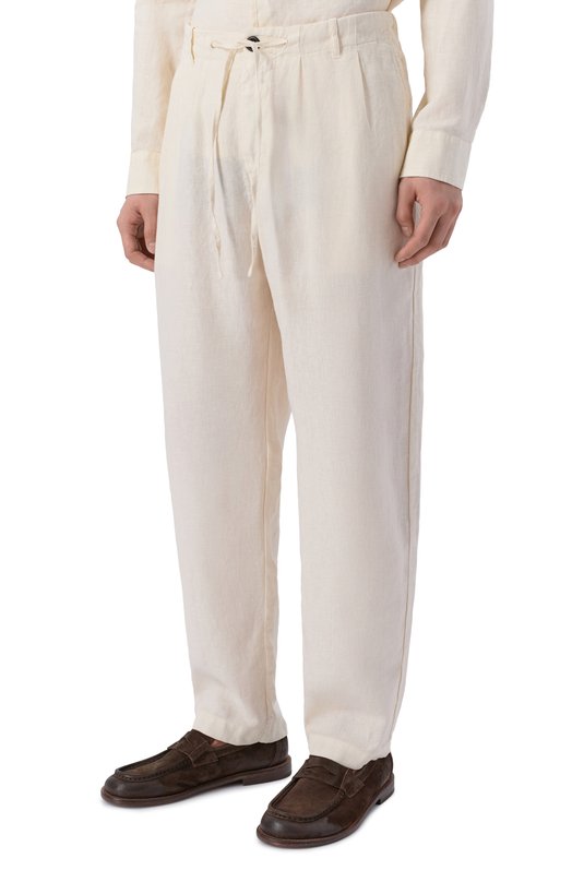 Льняные брюки Hannes Roether PA21PER.602 Кремовый  PA21PER.602 Фото 3
