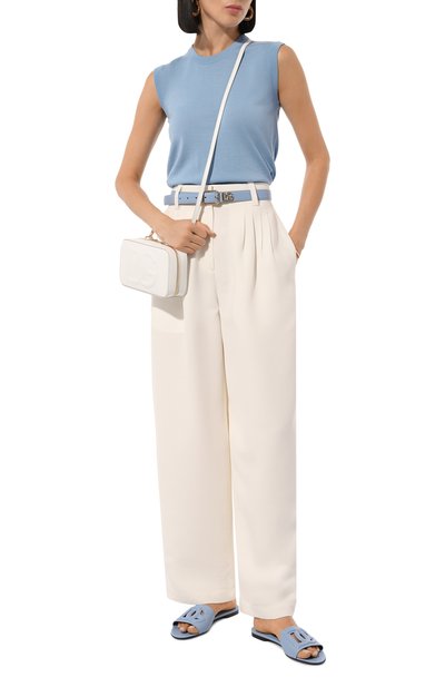 Кожаные шлепанцы bianca DOLCE & GABBANA голубого цвета по цене 63450 руб., арт. CQ0436/AY329, фото 2 Кожаные шлепанцы bianca DOLCE & GABBANA, арт. CQ0436/AY329, фото 2