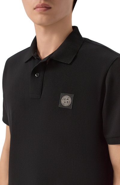 Хлопковое поло STONE ISLAND черного цвета по цене 26950 руб., арт. L1S152200008/S0017, фото 5 Хлопковое поло STONE ISLAND, арт. L1S152200008/S0017, фото 5