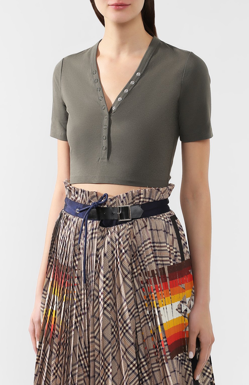 Хлопковый топ ALEXANDERWANG.T хаки цвета по цене 15750 руб., арт. 4C191098, фото 3 Хлопковый топ ALEXANDERWANG.T, арт. 4C191098, фото 3