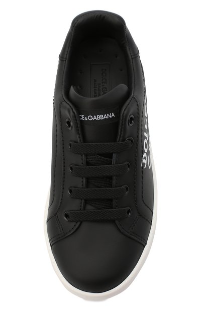 Кожаные кеды DOLCE & GABBANA черного цвета по цене 26350 руб., арт. D10806/AB271/24-28, фото 4 Кожаные кеды DOLCE & GABBANA, арт. D10806/AB271/24-28, фото 4