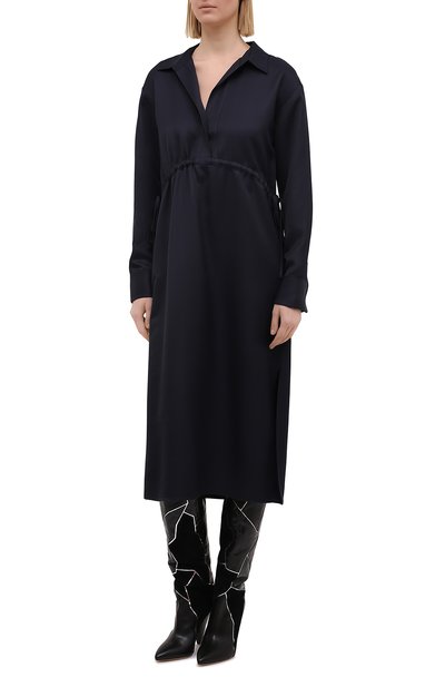 Атласное платье THEORY темно-синего цвета по цене 59950 руб., арт. K1106613, фото 3 Атласное платье THEORY, арт. K1106613, фото 3