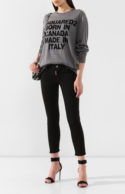 Шерстяной пуловер DSQUARED2 серого цвета по цене 53250 руб., арт. S75HA0893/S16799, фото 2 Шерстяной пуловер DSQUARED2, арт. S75HA0893/S16799, фото 2