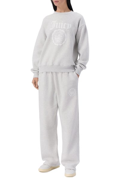 Женские хлопковые брюки SPORTY AND RICH, арт. PA055716692GY03/JUICY EMBLEM WIDE SWEATPANT