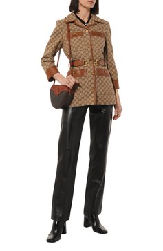 Женский жакет GUCCI бежевого цвета, арт. 682302 Z8AWR | Фото 2 (Материал внешний: Хлопок, Синтетический материал; Длина (для топов): Удлиненные; Рукава: Длинные; Стили: Гламурный; 1-2-бортные: Однобортные; Женское Кросс-КТ: Жакет-одежда; Случай: Повседневный; Драгоценные к�амни: Проставлено; Нос: Не проставлено; Материал сплава: Проставлено)