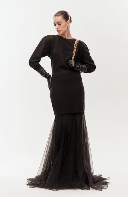 Шерстяное платье Saint Laurent 851555/YAZA2 Чёрный  851555/YAZA2 Фото 6