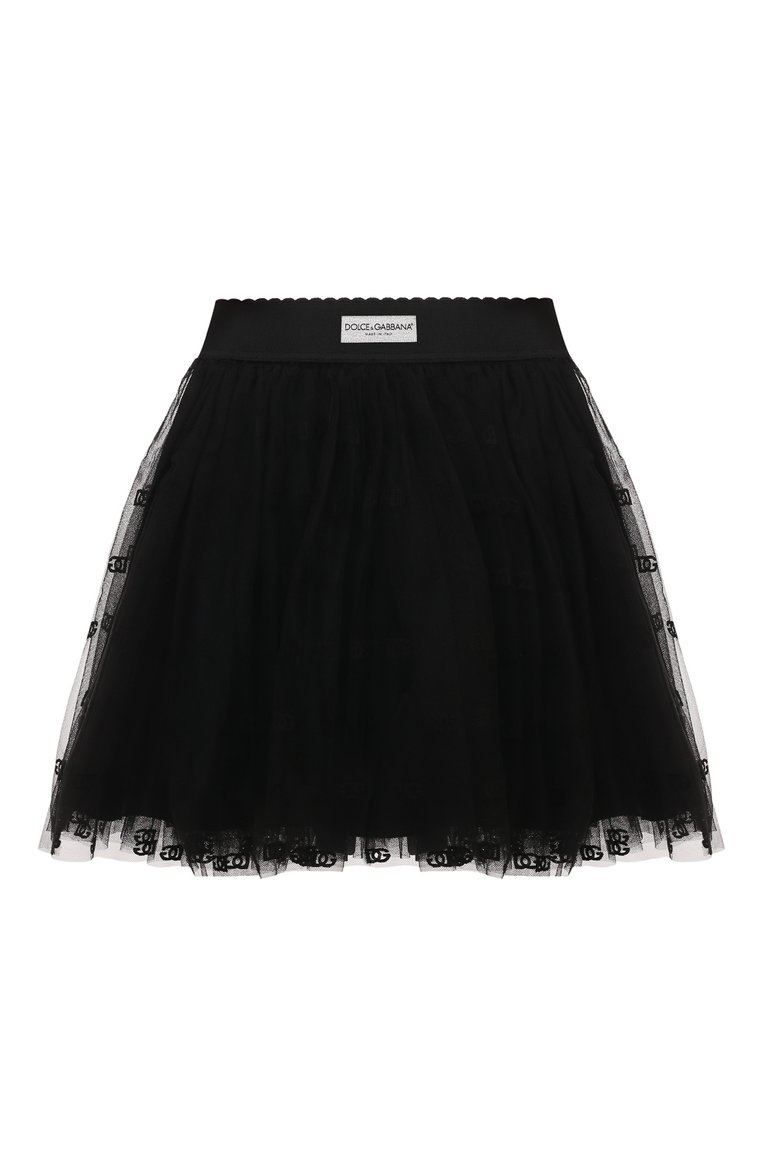 Детская юбка DOLCE & GABBANA черного цвета, арт. L54I86/G7K7L/8-12+ | Фото 1 (Материал внешний: Синтетический материал; Нос: Не проставлено; Материал �подклада: Вискоза; Случай: Вечерний; Автоматизация состава: Проставлено)