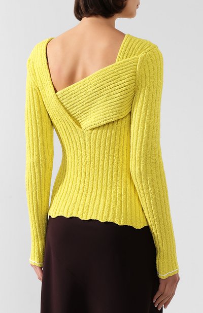 Хлопковый пуловер BOTTEGA VENETA желтого цвета по цене 139000 руб., арт. 608818/VKJG0, фото 4 Хлопковый пуловер BOTTEGA VENETA, арт. 608818/VKJG0, фото 4